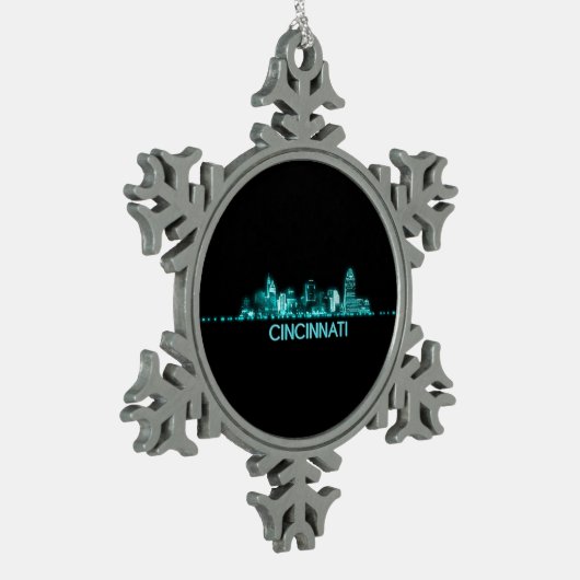 Cincinnati Skyline Schneeflocken Zinn-Ornament (Links)