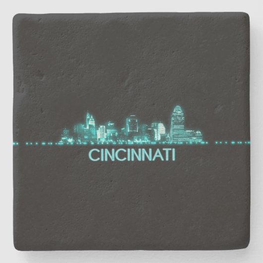 Cincinnati Skyline Steinuntersetzer (Vorderseite)