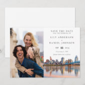 Cincinnati Skyline Watercolor Photo Wedding Save The Date (Vorne/Hinten)