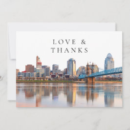 Cincinnati Skyline Watercolor Wedding Photo Dankeskarte