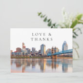 Cincinnati Skyline Watercolor Wedding Photo Dankeskarte (Stehend Vorderseite)