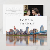 Cincinnati Skyline Watercolor Wedding Photo Dankeskarte (Vorne/Hinten)