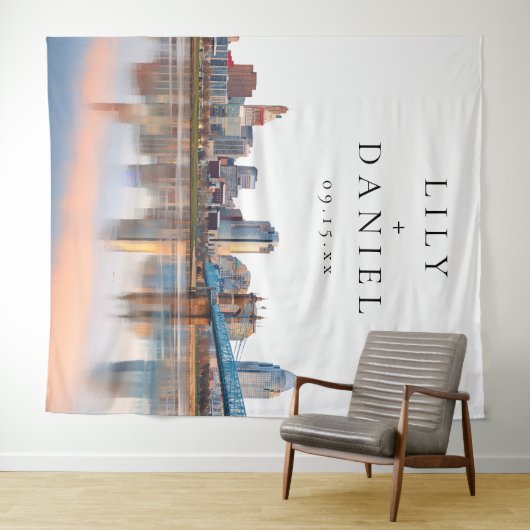 Cincinnati Skyline Wedding Photo Backdrop Wandteppich (Beispiel (Horizontal))