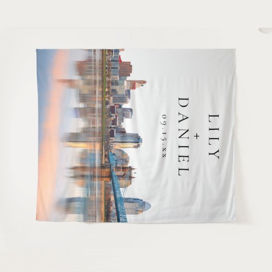 Cincinnati Skyline Wedding Photo Backdrop Wandteppich (Vorderseite (Horizontal))