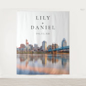 Cincinnati Skyline Wedding Photo Backdrop Wandteppich (Vorderseite)