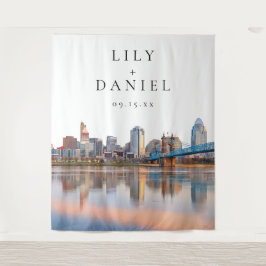 Cincinnati Skyline Wedding Photo Backdrop Wandteppich