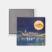 Cincinnati Skyline Wood Moon Magnet (Vorderseite/Rückseite)