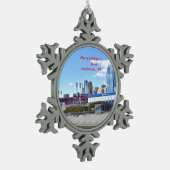 Cincinnati Waterfront Weihnachtsschmuck Schneeflocken Zinn-Ornament (Links)