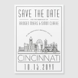 Cincinnati Wedding Stylized Skyline Save the Date Magneteinladung