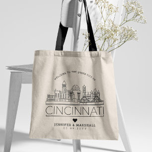 Cincinnati Wedding Stylized   Skyline Tragetasche