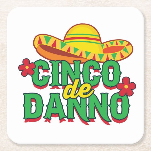 Cinco de Danno Fiest Square Paper Untersetzer (Vorderseite)
