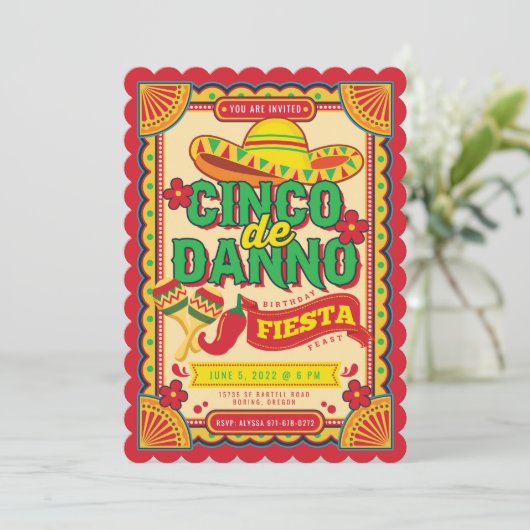 Cinco de Danno Fiesta Einladung (Stehend Vorderseite)