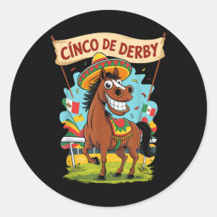 Cinco De Derby Funny Horse Racing Derby De Mayo Runder Aufkleber