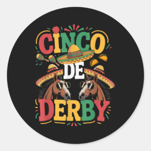 Cinco De Derby Lustiges Derby De Mayo Taco Pferder Runder Aufkleber