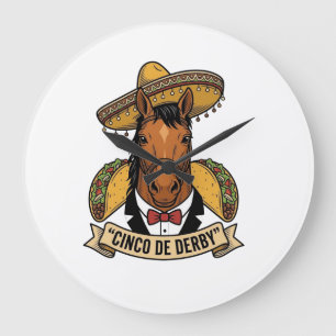 Cinco de Derby Pferd Taco Sombrero Vintage Design Große Wanduhr