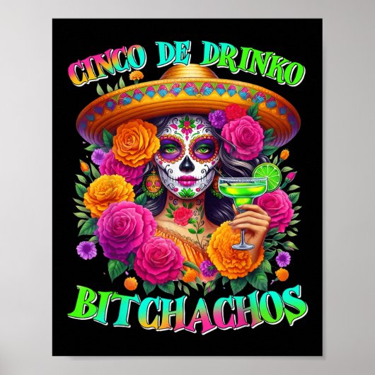 Cinco De Drinko Achos Cinco De Mayo Drinking Mexik Poster (Vorne)
