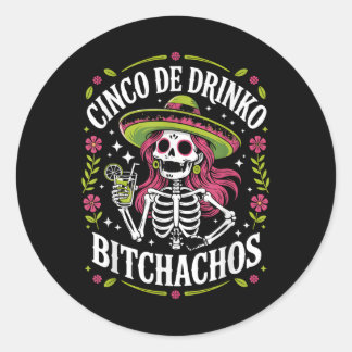 Cinco De Drinko Achos Cinco De Mayo Mexikanisches  Runder Aufkleber