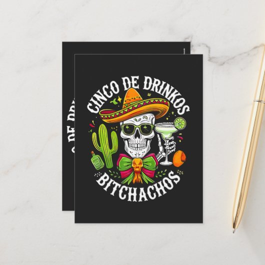 Cinco De Drinko Bitchachos Feiertagspostkarte (Vorderseite/Rückseite Beispiel)