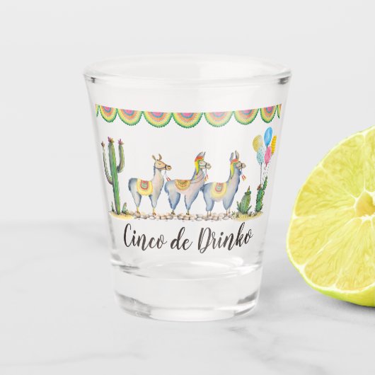 ‚Cinco De Drinko‘ | Fiesta Llama Schnapsglas (Vorderseite)