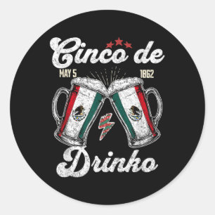 Cinco De Drinko Mexikanisches Party 5 De Mayo Beer Runder Aufkleber
