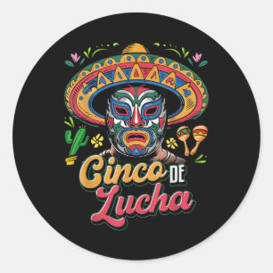 Cinco De Lucha, Luchador, Lucha Libre, Funny Cinco Runder Aufkleber
