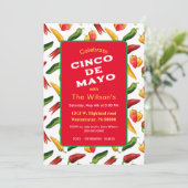 Cinco de May chilies Einladung (Stehend Vorderseite)