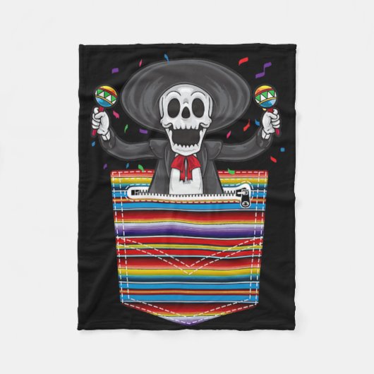Cinco De Mayo 2025 Calaca Blanket Pocket serape Fleecedecke (Vorderseite)