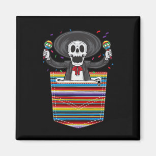 Cinco De Mayo 2025 Calaca Blanket Pocket serape Magnet