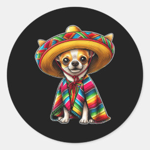 Cinco De Mayo 2025 Chihuahua Dog Lover Sombrero Ta Runder Aufkleber