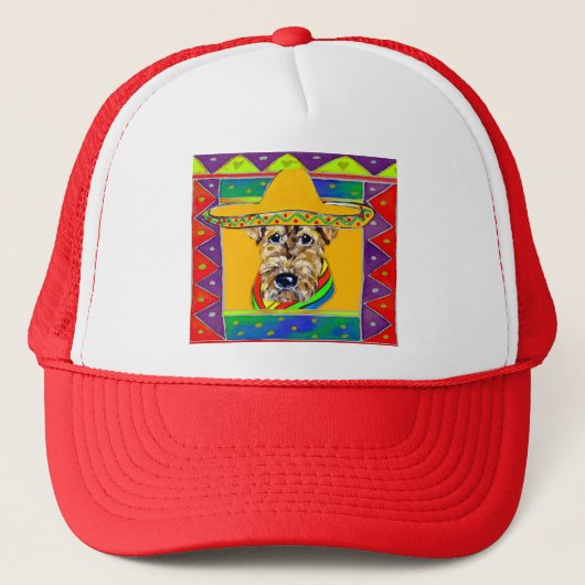 Cinco de Mayo Airedale Truckerkappe (Vorderseite)