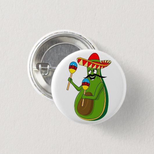 Cinco de Mayo Avocado Spaß Maracas Sombrero Button (Vorne & Hinten)