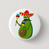 Cinco de Mayo Avocado Spaß Maracas Sombrero Button (Vorderseite)