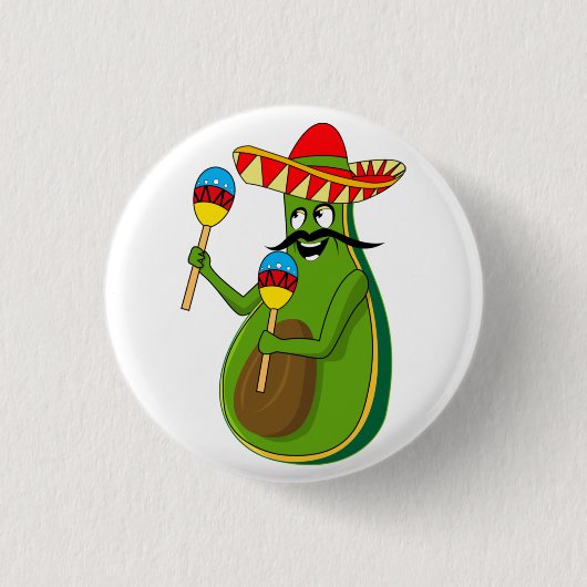 Cinco de Mayo Avocado Spaß Maracas Sombrero Button (Vorderseite)