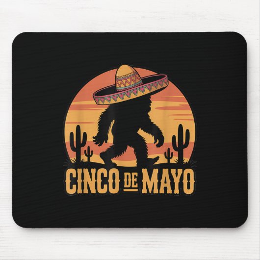 Cinco De Mayo Bigfoot Sombrero Wüste Sunset Mousepad (Vorne)