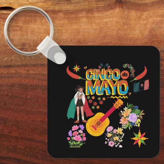 Cinco De Mayo black Schlüsselanhänger (Vorderseite)