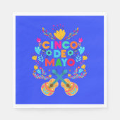 Cinco De Mayo Blume und Gitarren Serviette (Vorderseite)