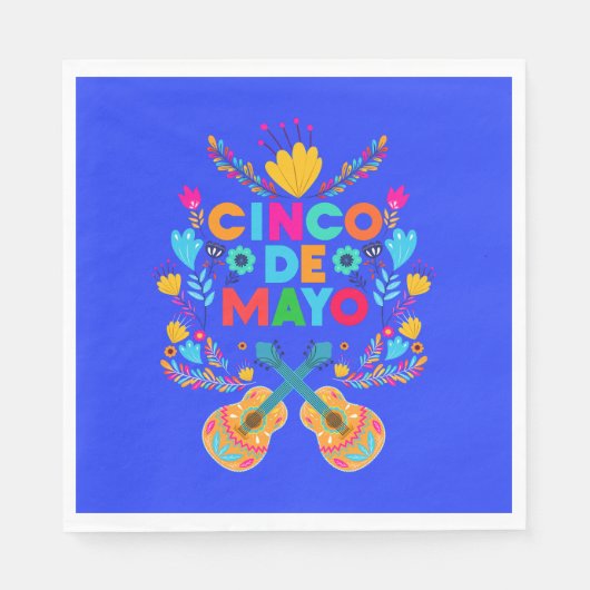 Cinco De Mayo Blume und Gitarren Serviette (Vorderseite)