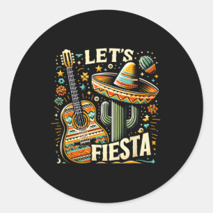 Cinco de Mayo Cactus Gitarre für Männer Frauen Runder Aufkleber