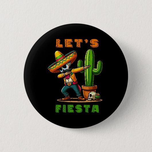 Cinco De Mayo Cactus Mexican Poncho Sombrero Hat B Button (Vorderseite)