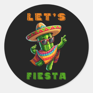 Cinco De Mayo Cactus Mexican Poncho Sombrero Hat B Runder Aufkleber