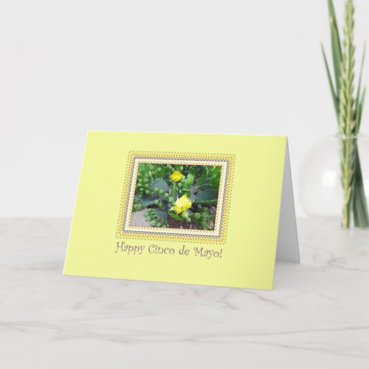 Cinco de Mayo Cactus on Yellow Karte (Vorderseite)