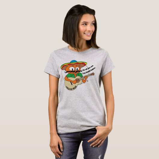 Cinco De Mayo Cartoon Cat Funny T-Shirt (Vorne ganz)