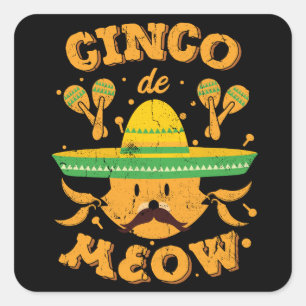Cinco De Mayo Cat Cinco de Meow Kitten Quadratischer Aufkleber