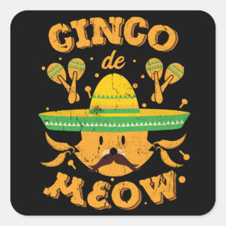 Cinco de Mayo Cat Cinco de Meow Kitten Quadratischer Aufkleber