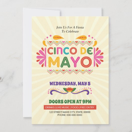 Cinco De Mayo Celebration Party Einladung (Vorderseite)