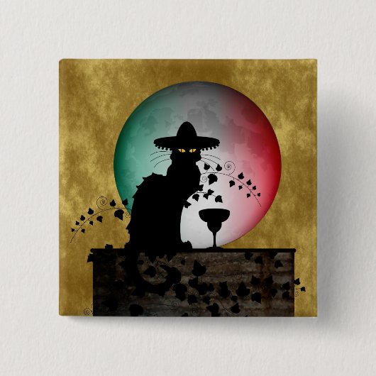 Cinco de Mayo Chat Noir / Gato Negro Button (Vorderseite)