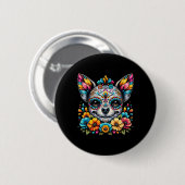 Cinco De Mayo Chihuahua Dog Sugar Skull Blume Button (Vorne & Hinten)