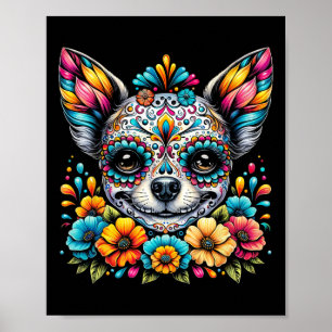 Cinco De Mayo Chihuahua Dog Sugar Skull Blume Poster