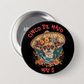 Cinco de Mayo Chihuahua Wearing Sombrero & Serape Button (Vorne & Hinten)
