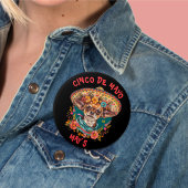 Cinco de Mayo Chihuahua Wearing Sombrero & Serape Button